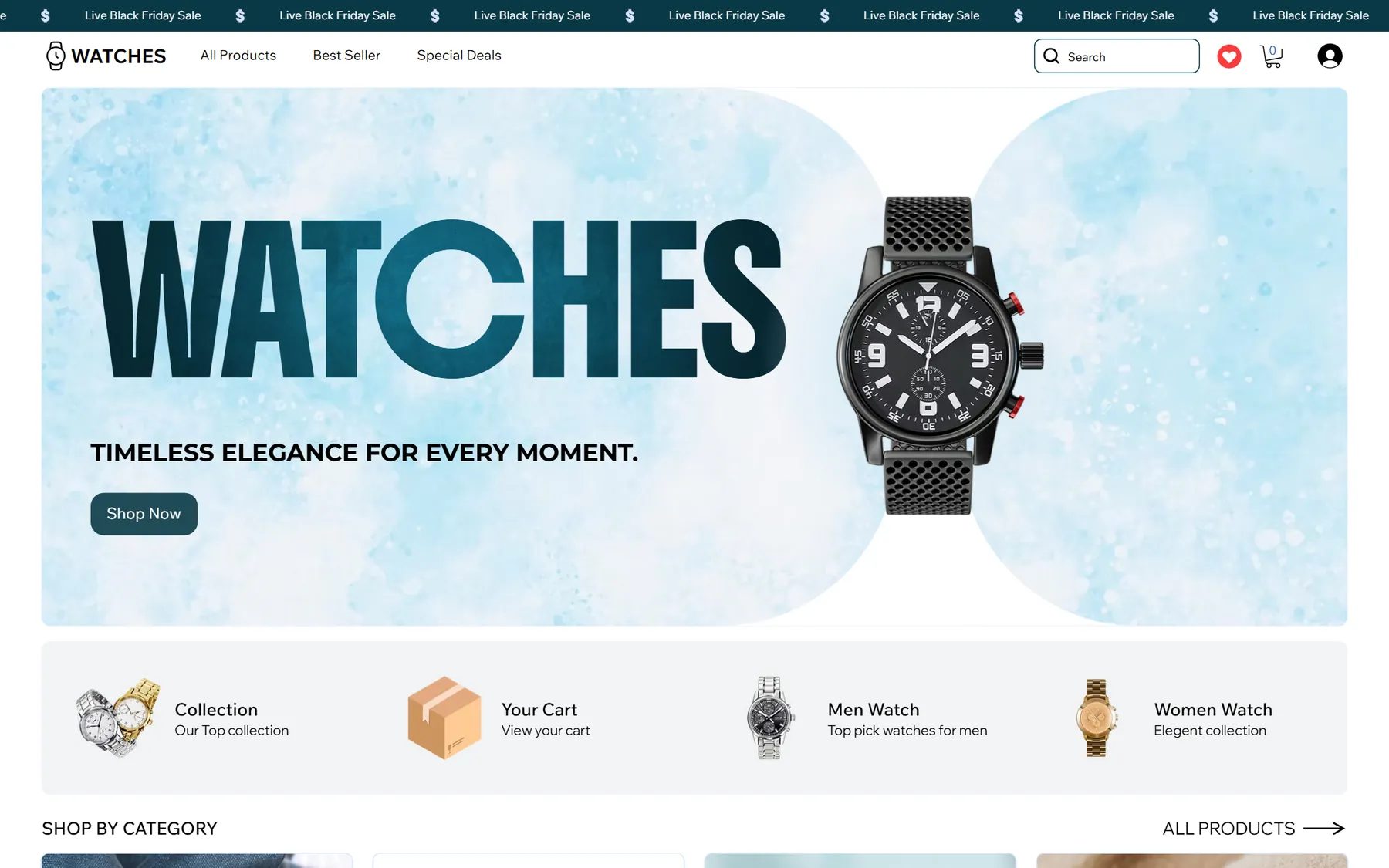 Watches homepage on desktop