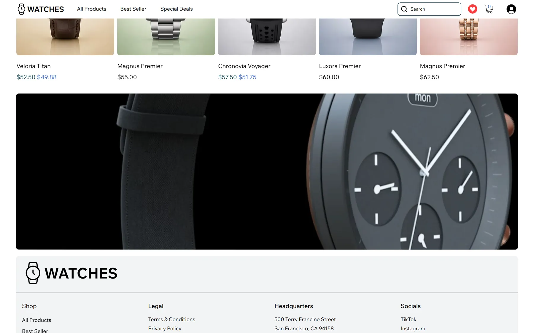 Watches website, screen 4