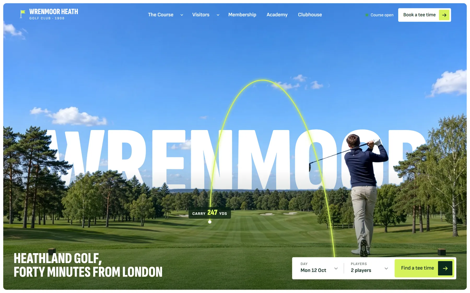 Wrenmoor Heath homepage on desktop