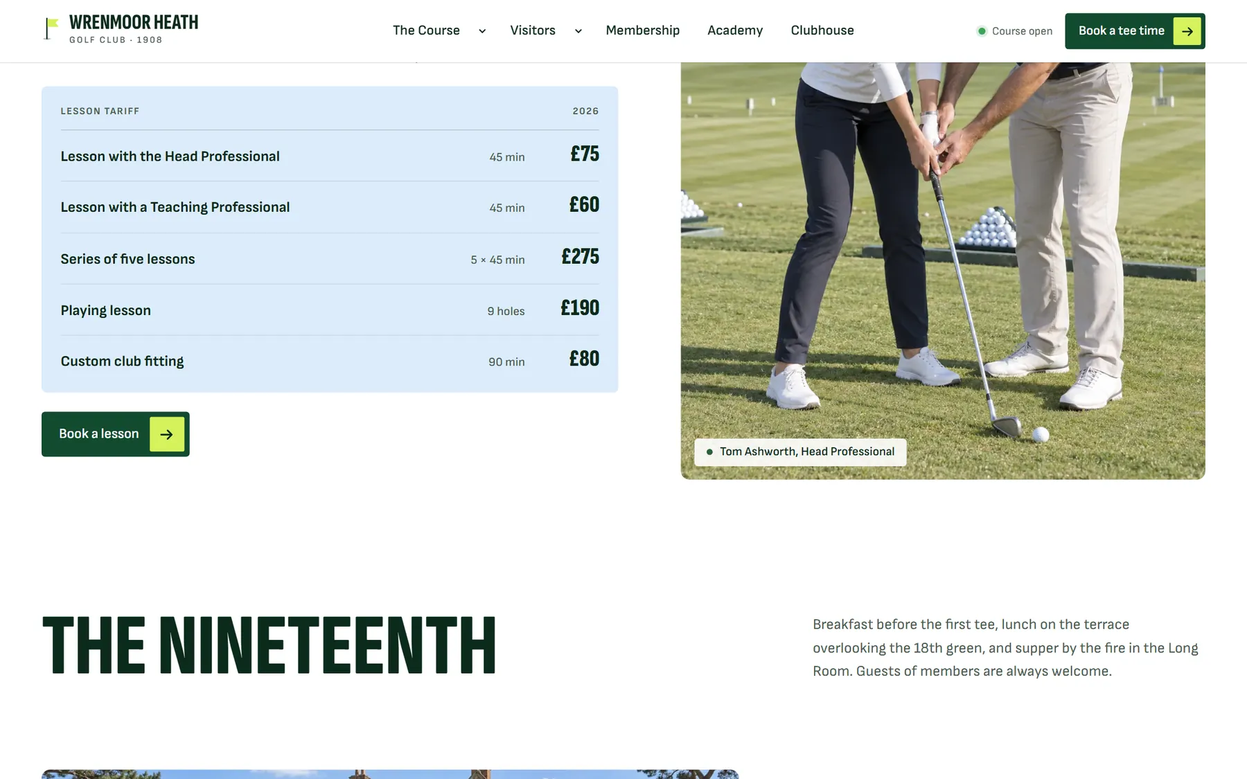 Wrenmoor Heath website, screen 6