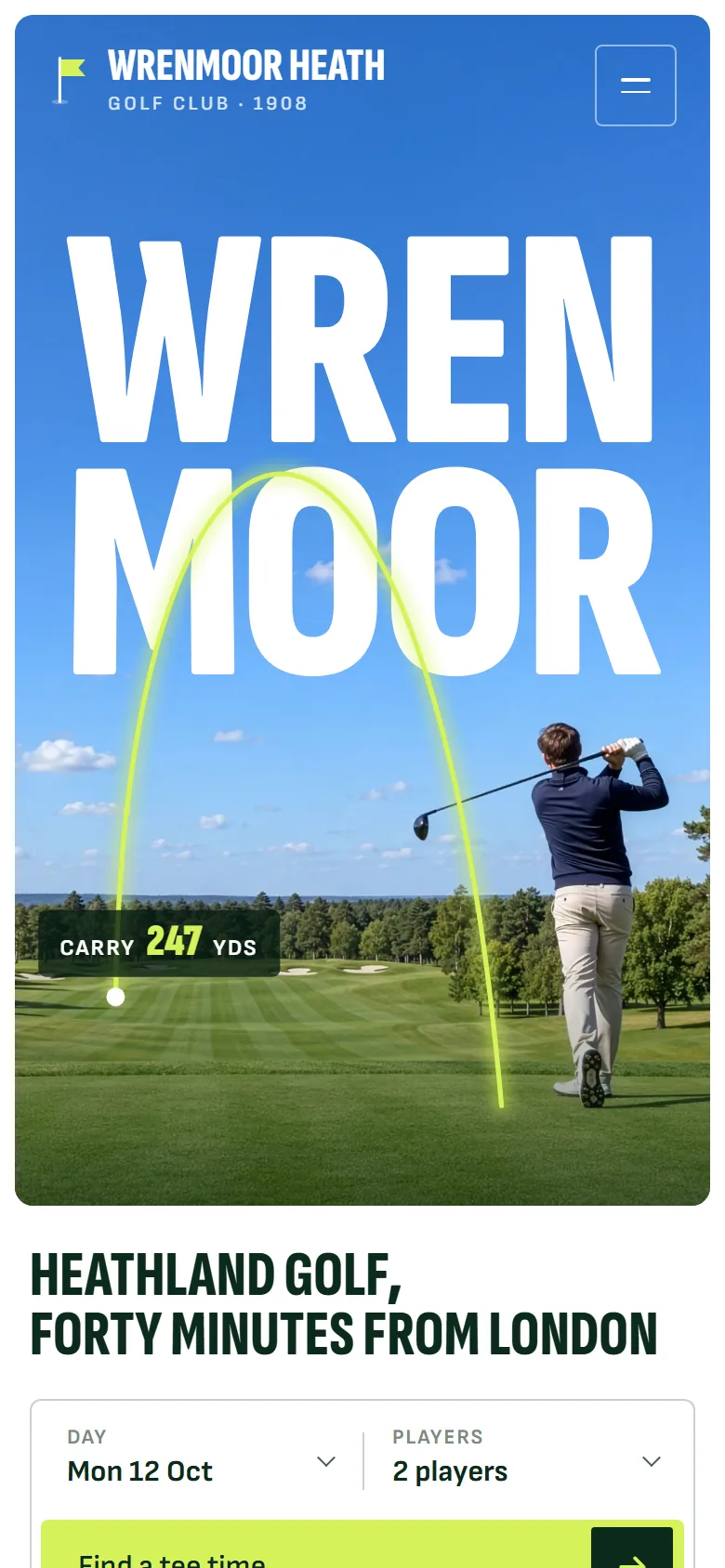 Wrenmoor Heath homepage on a phone